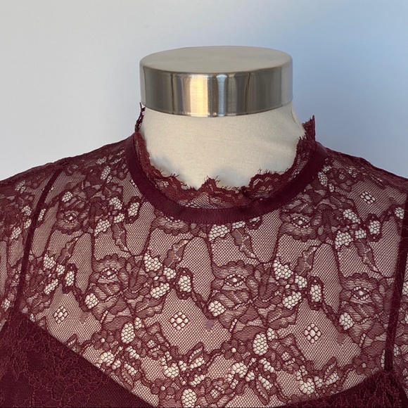 Theory Sheer Lace Long Sleeve Blouse With Tank Top - Size Medium - Picture 9 of 12